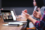  Virtual meeting on laptop